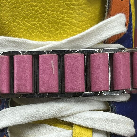 Versace Spring 2015 Sneakers Men’s 10 US, 43 EU‎ Yellow Pink Leather Zip Strap main image 5